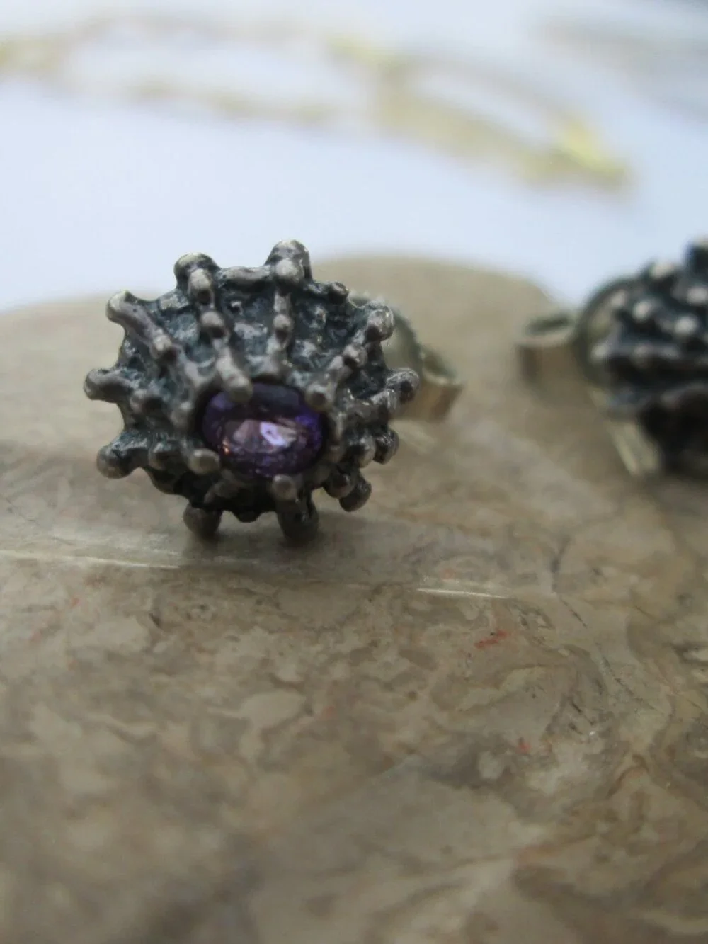 James Avery Amethyst stud sterling earrings rare firm price 60.00 - Picture 5 of 7